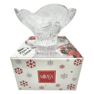 Mikasa Christmas Night Footed Bowl Clear Crystal WY601/810 Holiday Gift Boxed